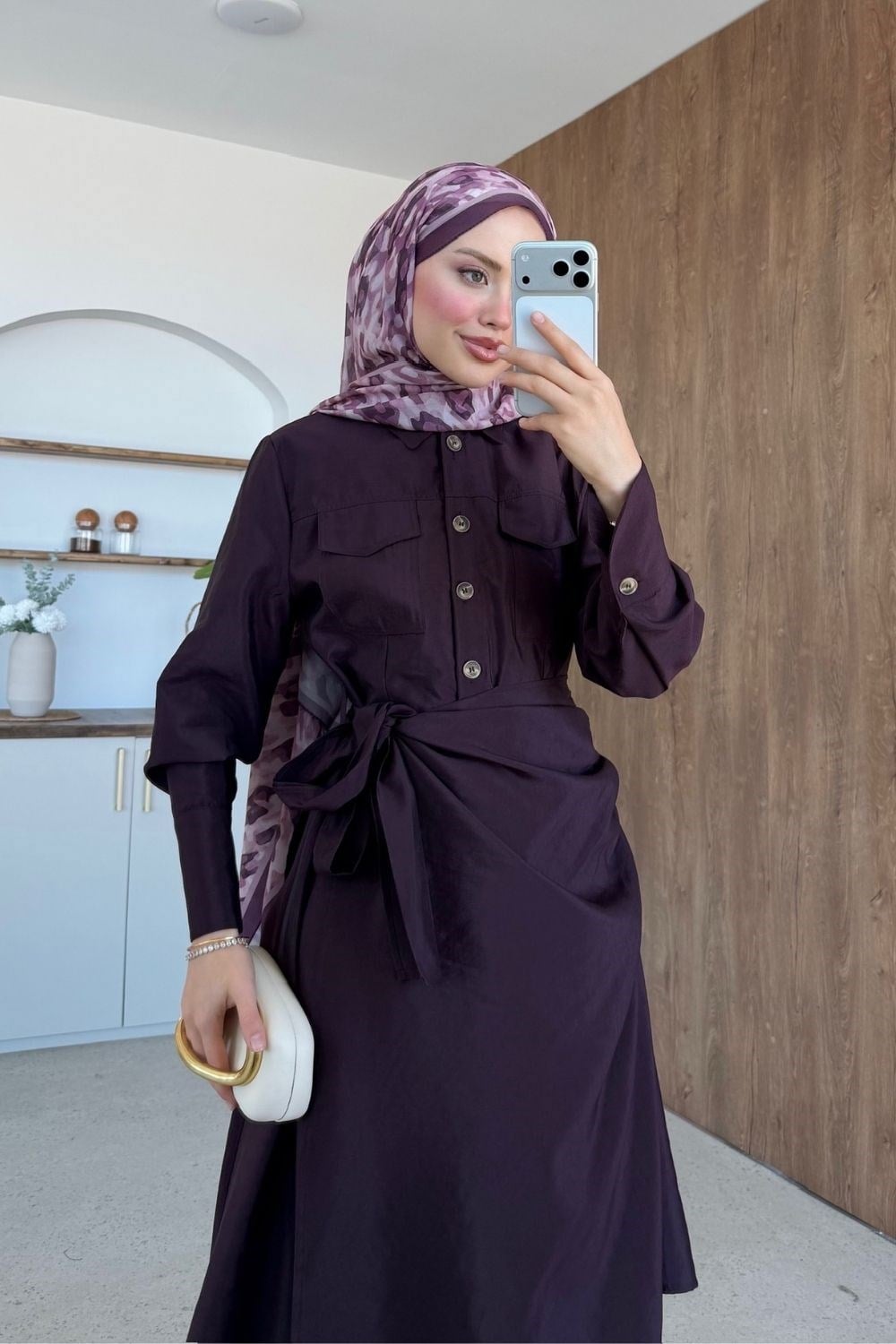 Suvena Yandan Bağlamalı Elbise Mürdüm 80390 