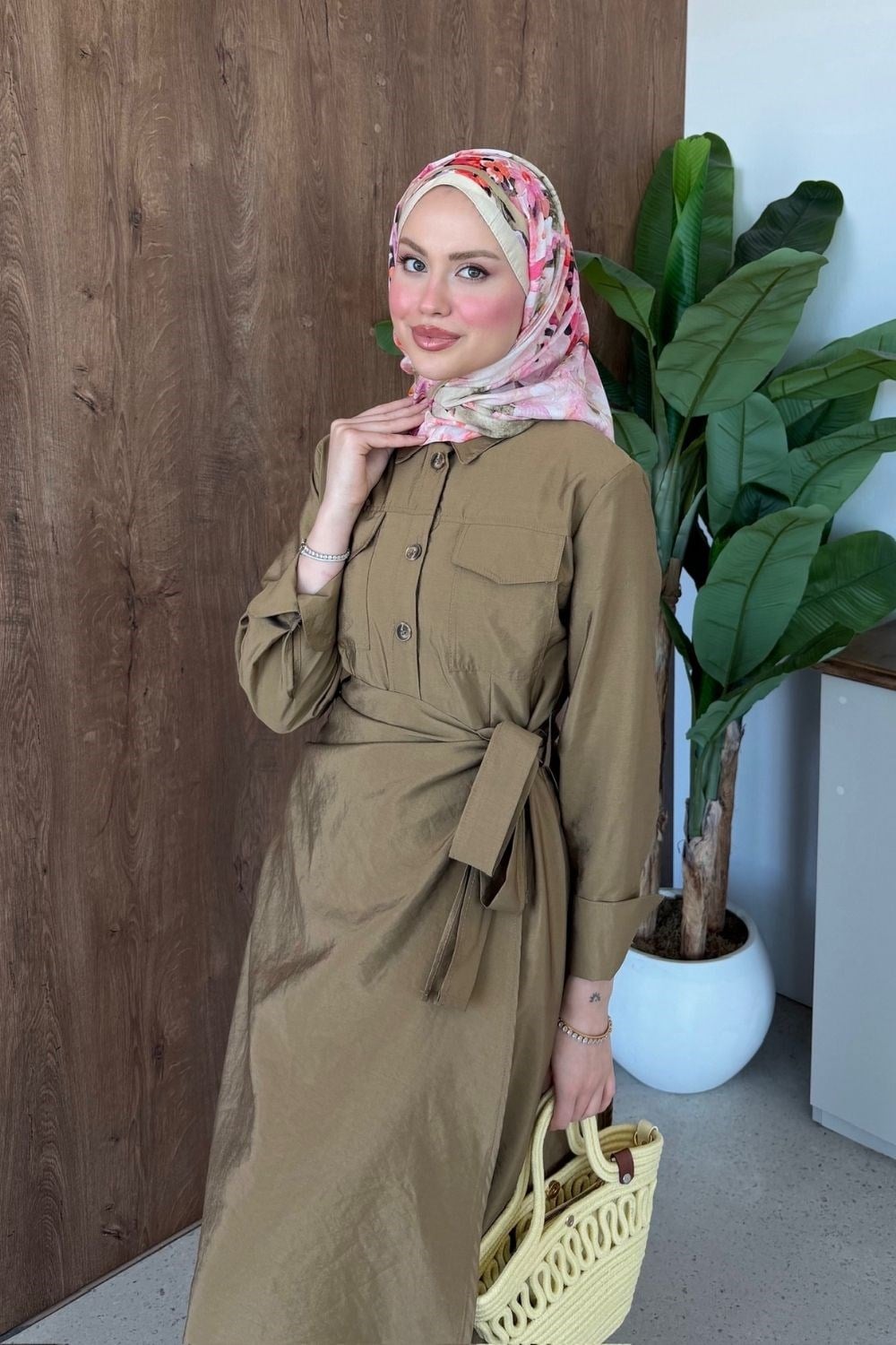 Suvena Yandan Bağlamalı Elbise Yağ Yeşili 80390 