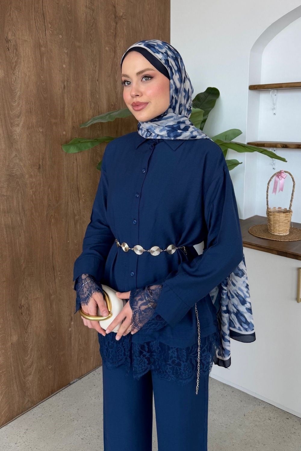 Firuze Dantel Takım Lacivert 8041 