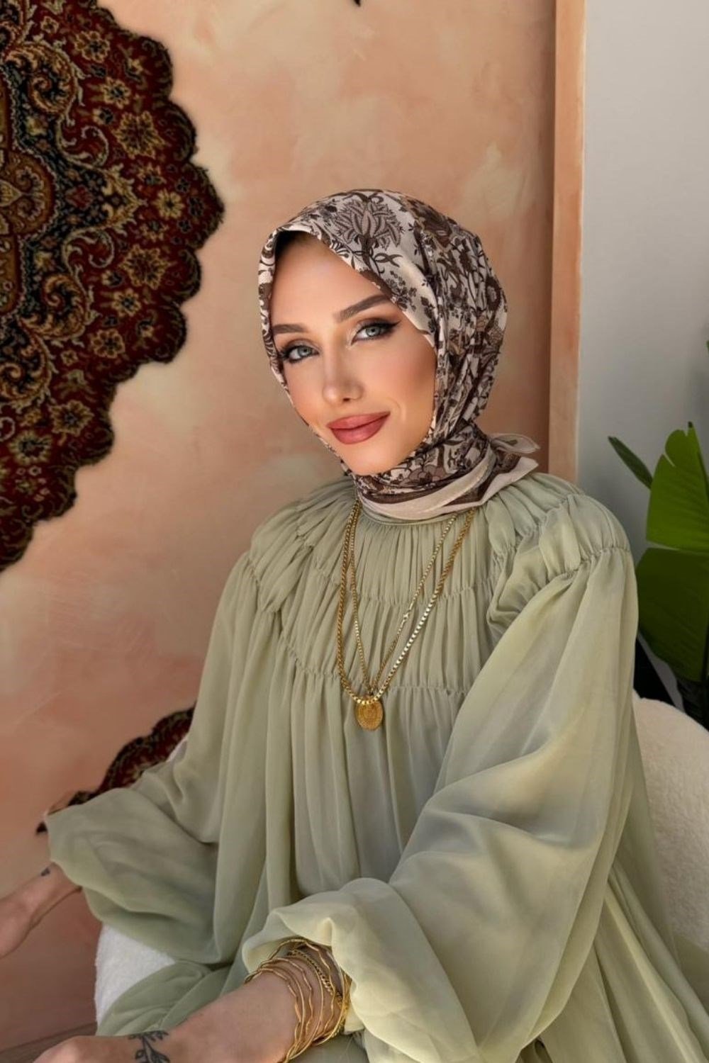 Feraye Soft Eşarp Kahverengi 80460 
