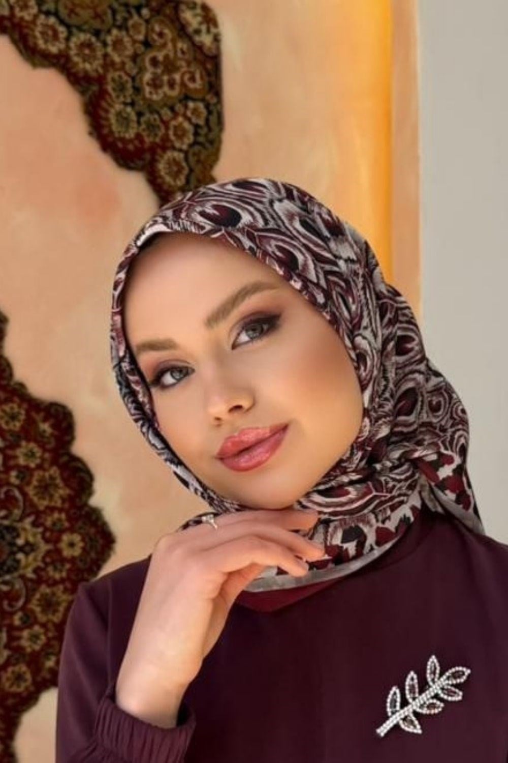 Leafora Aqua Soft Eşarp Bordo 8047 