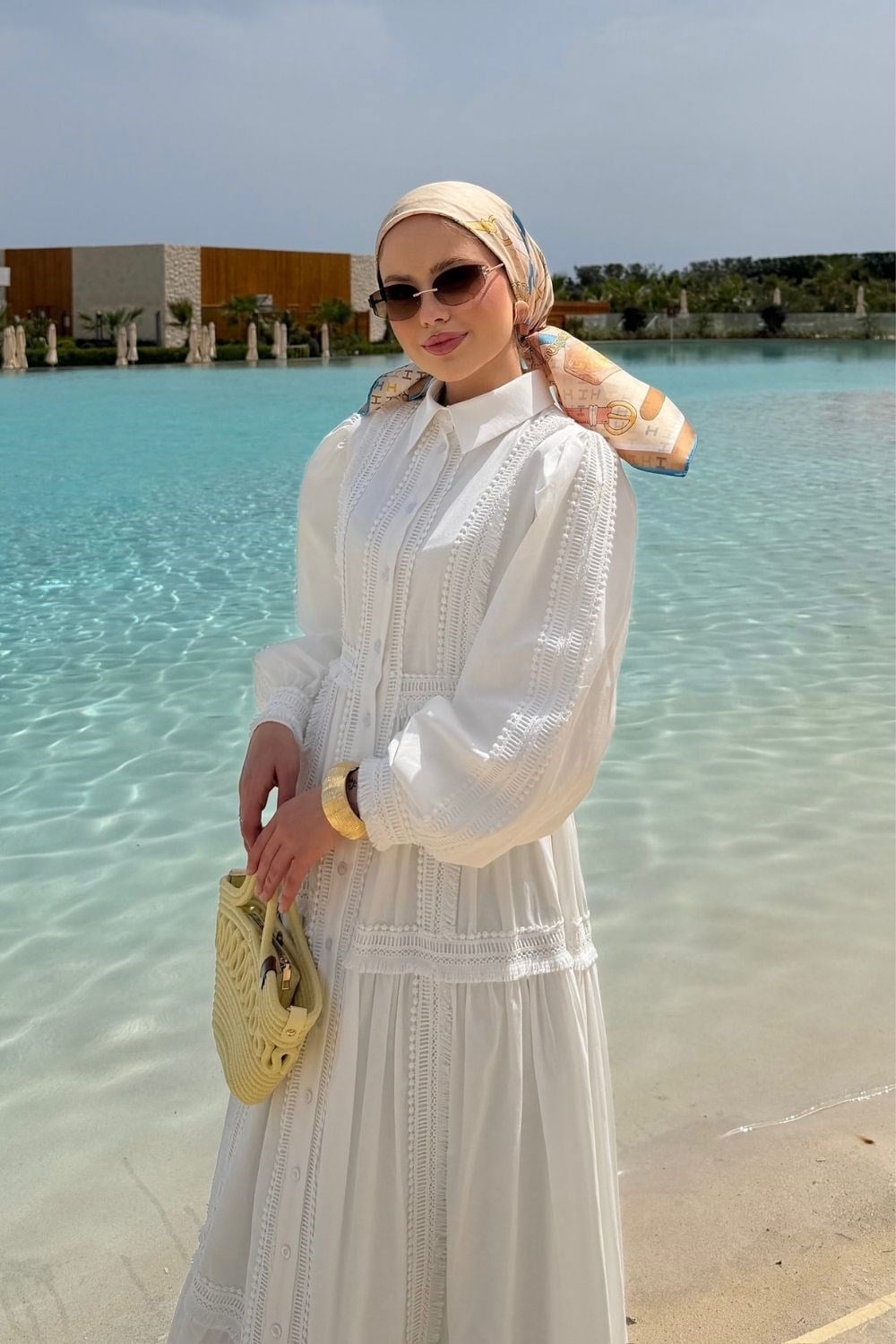 Belinda Güpür Detaylı Elbise Beyaz 80470 