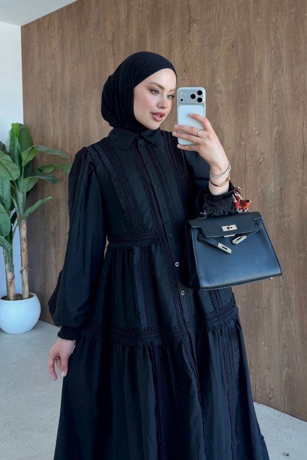 Belinda Güpür Detaylı Elbise Siyah 80470 
