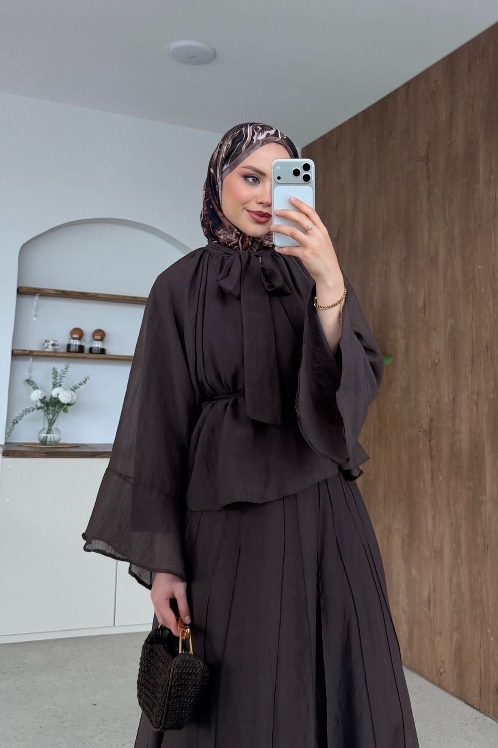 Vuslat Tül Etekli Takım Kahverengi 80510 