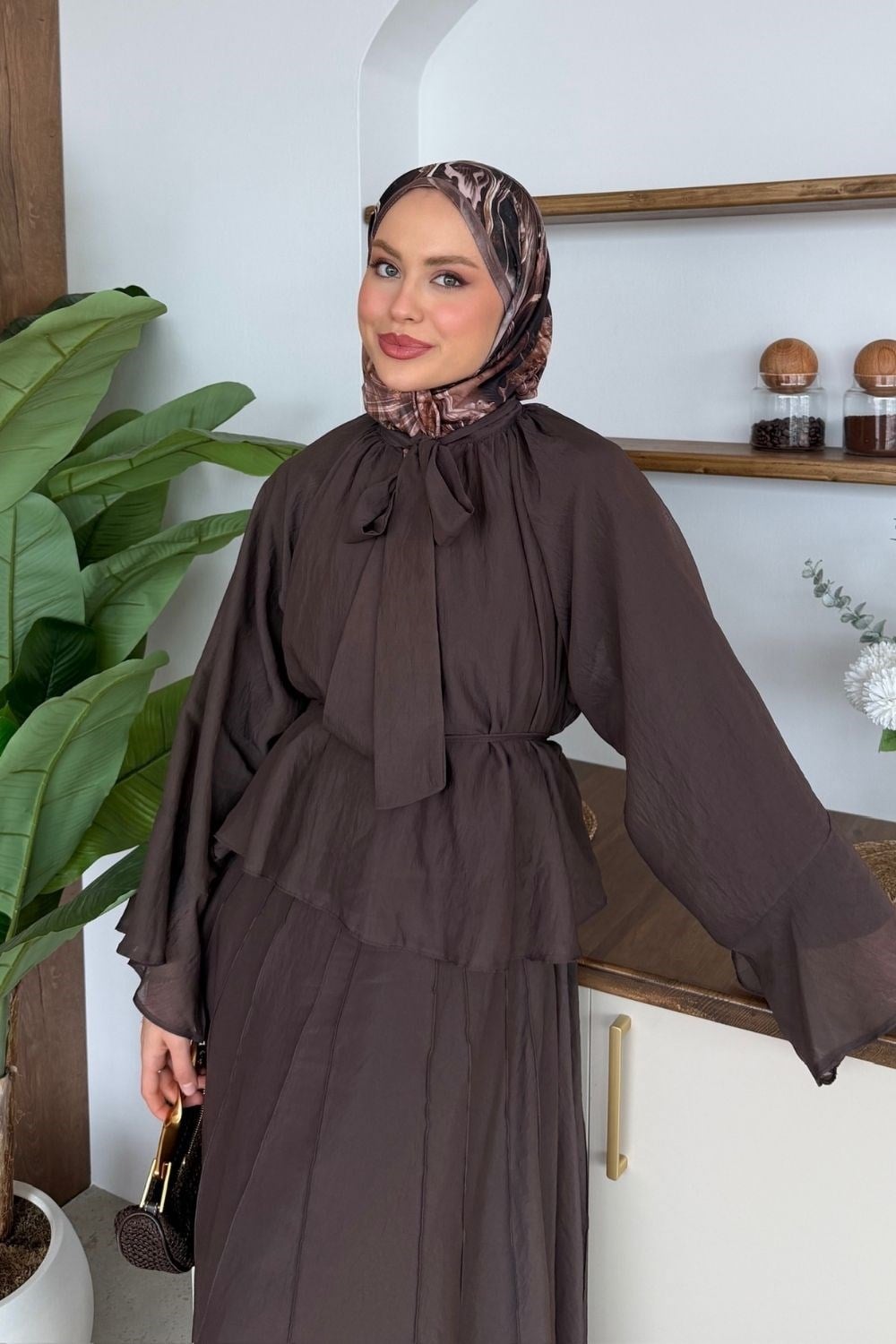 Vuslat Tül Etekli Takım Kahverengi 80510 