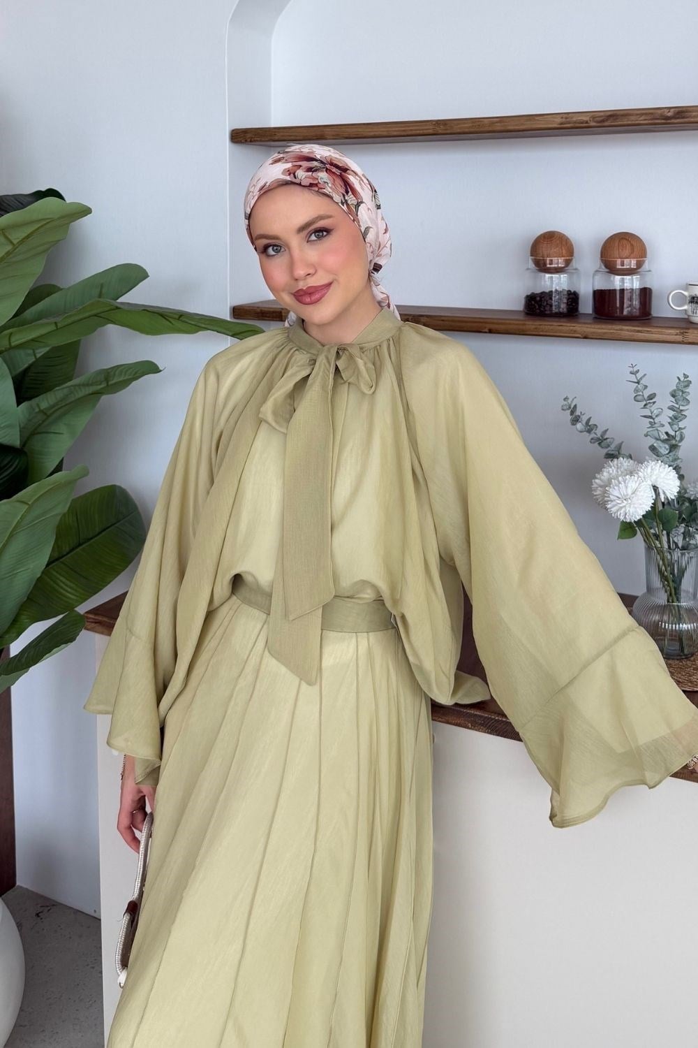 Vuslat Tül Etekli Takım Yağ Yeşili 80510 