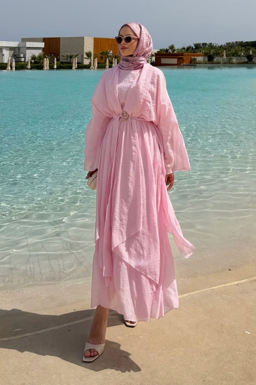 Viona Tül Detayl Elbise Pembe 8052 