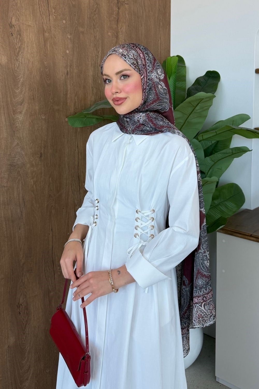 Estella Kuşgözlü Elbise Beyaz 8053 