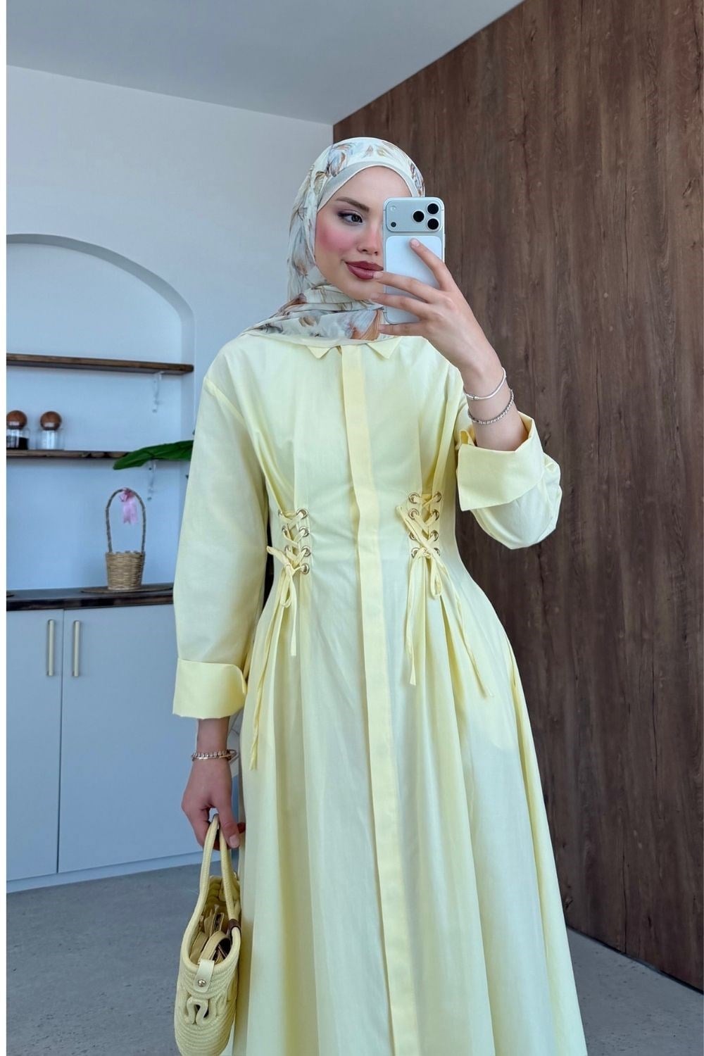 Estella Kuşgözlü Elbise Sarı 8053 