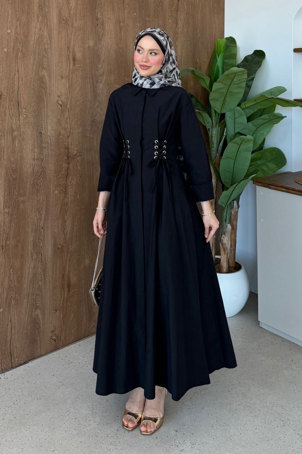 Estella Kuşgözlü Elbise Siyah 8053 