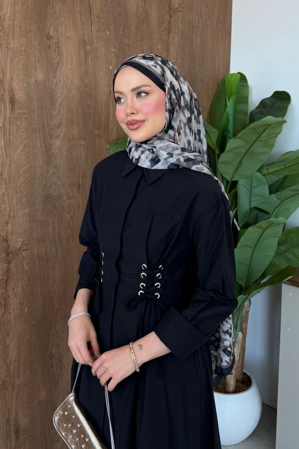 Estella Kuşgözlü Elbise Siyah 8053 