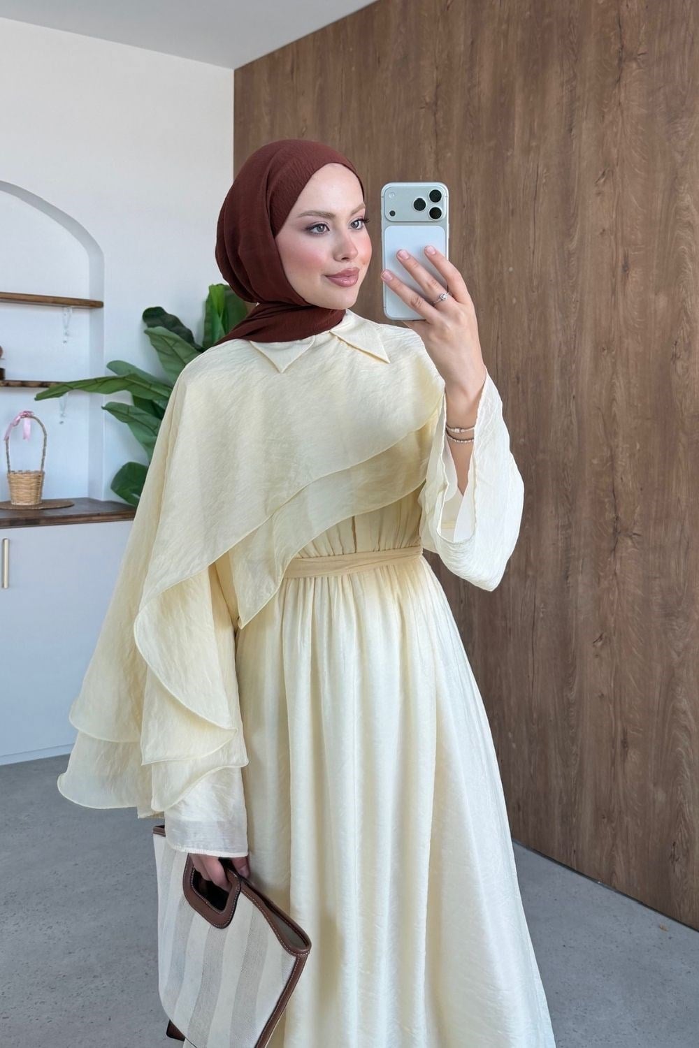Lilyum Pelerinli Elbise Sarı 80620 