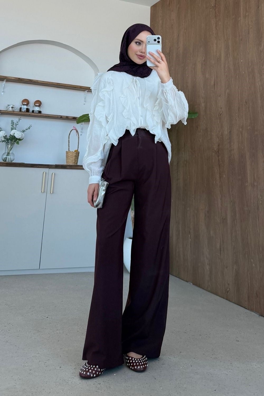 Fas Kumaş Pantolon Bordo 8065 