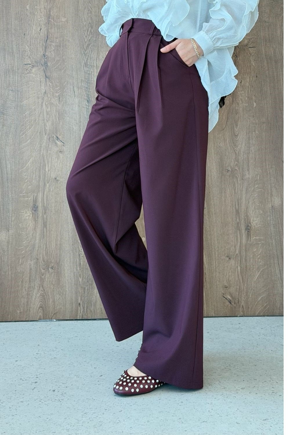 Fas Kumaş Pantolon Bordo 8065 