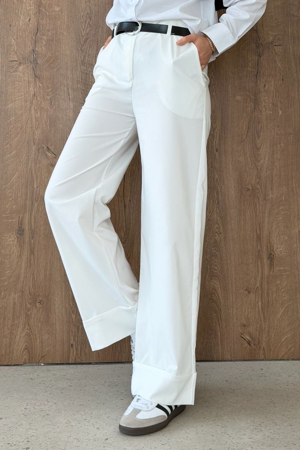 Duble Paça Pantolon Beyaz 8067 