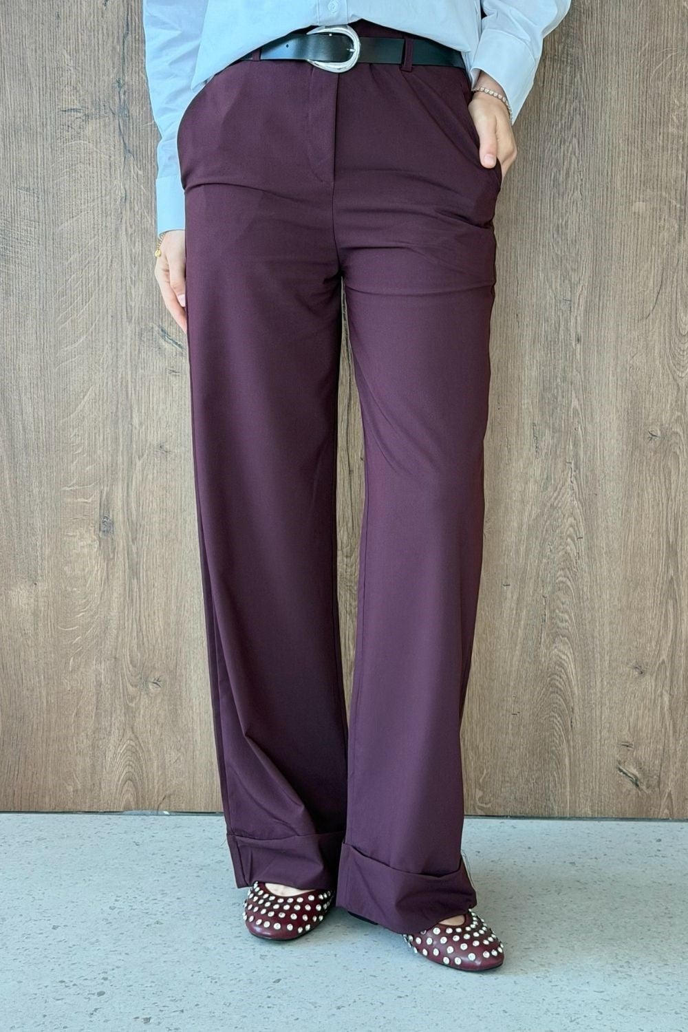 Duble Paça Pantolon Mürdüm 8067 