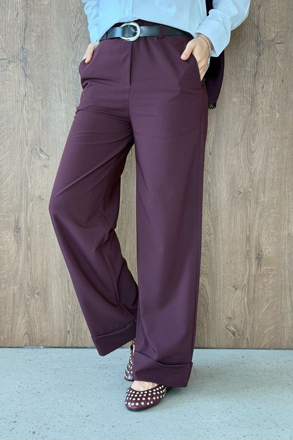 Duble Paça Pantolon Mürdüm 8067 