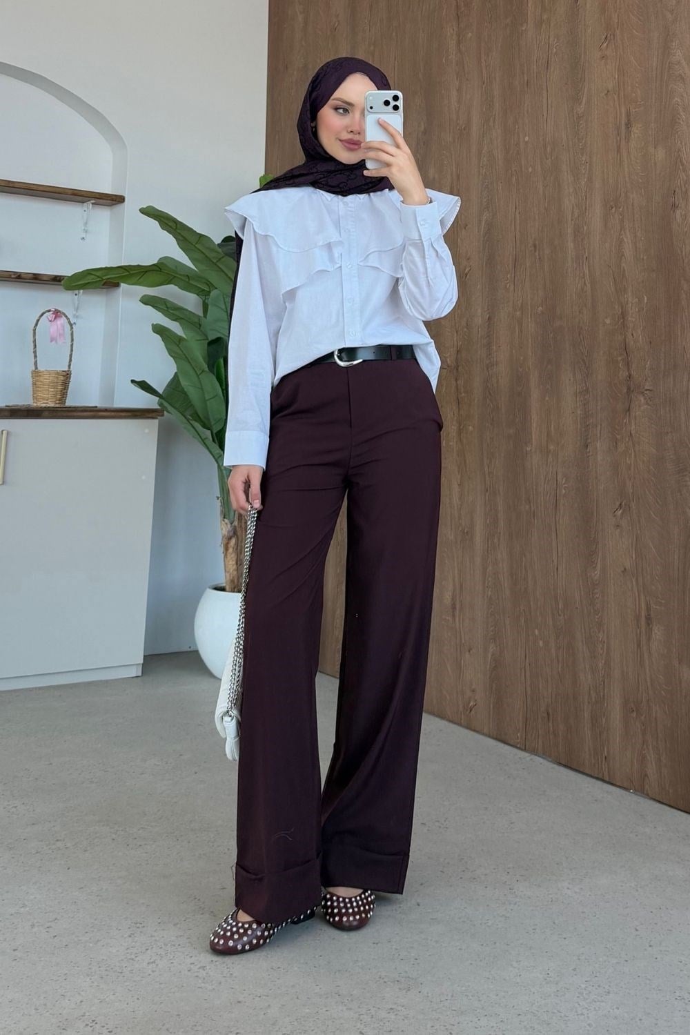 Duble Paça Pantolon Mürdüm 8067 