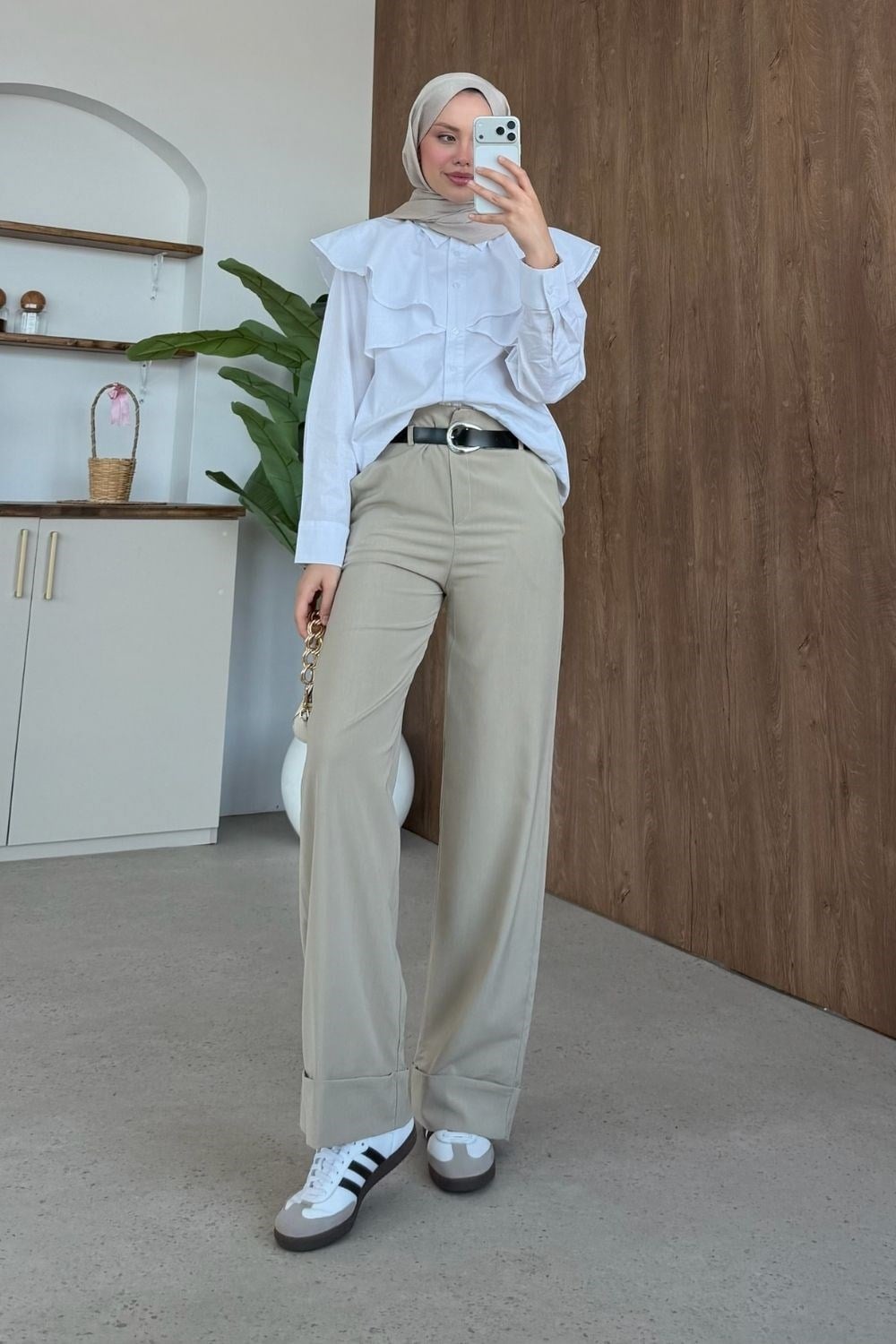 Duble Paça Pantolon Taş 8067 