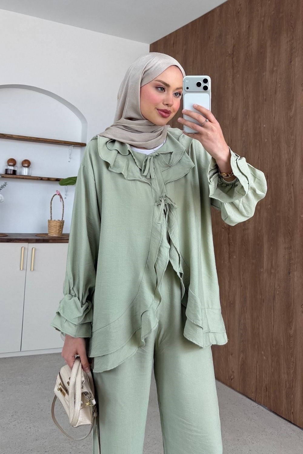 Nare Fırfır Detaylı Takım Haki 8069 