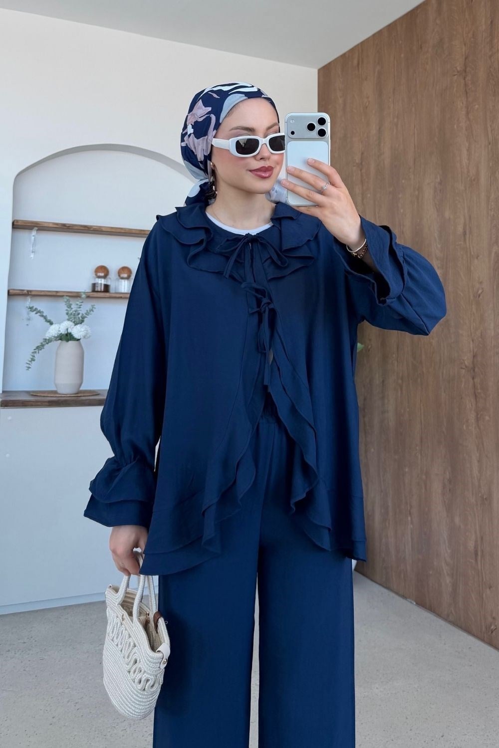 Nare Fırfır Detaylı Takım Lacivert 8069 