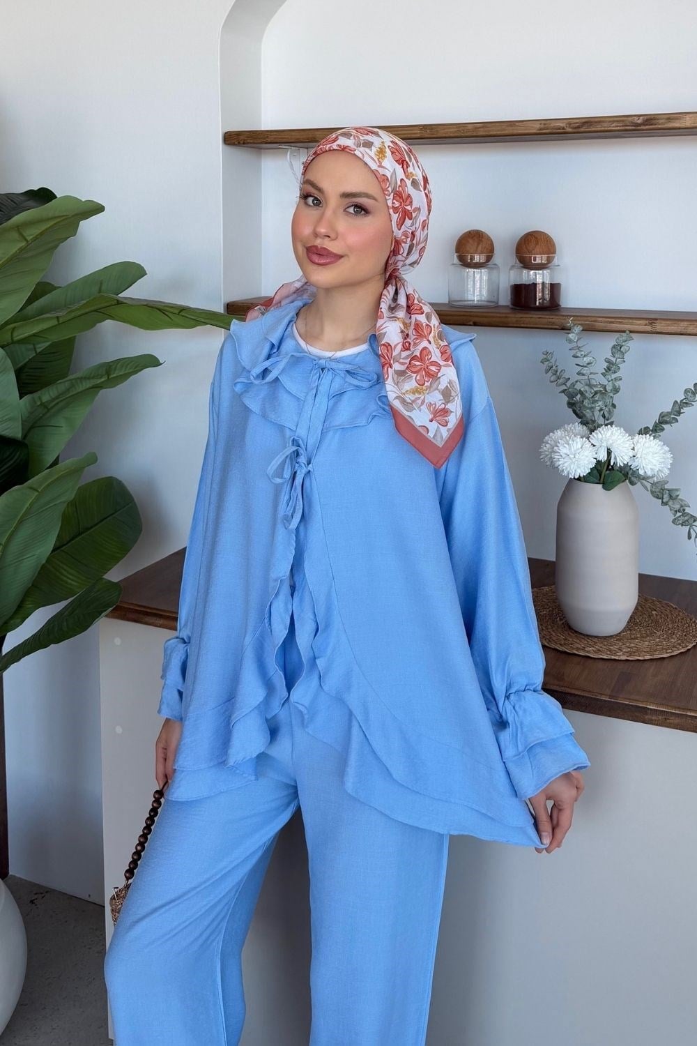 Nare Fırfır Detaylı Takım Mavi 8069 