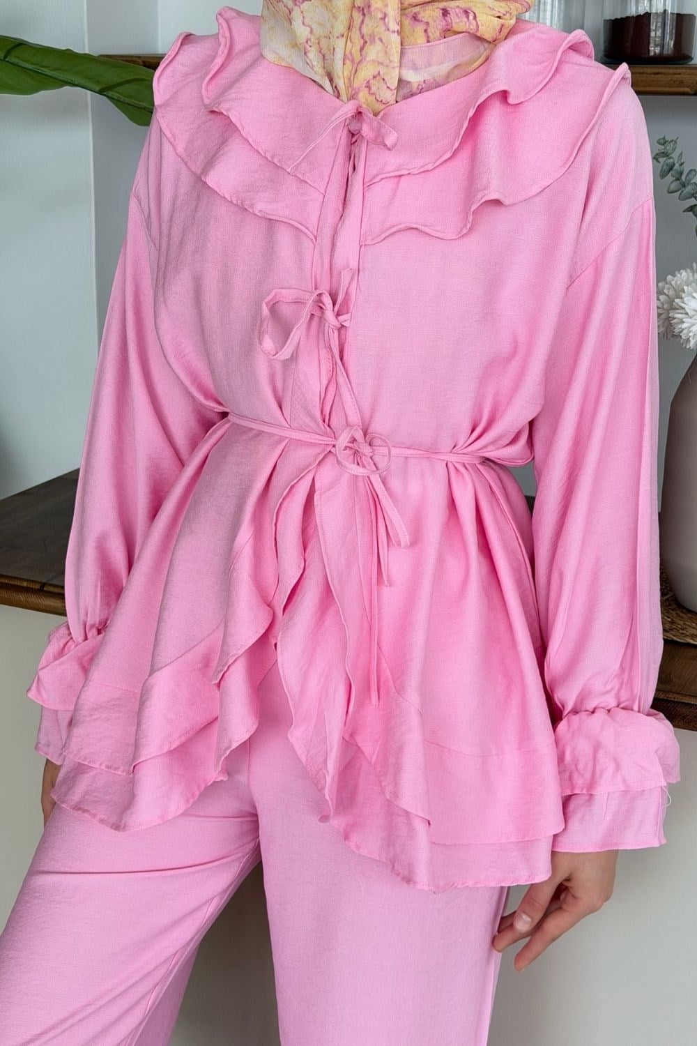 Nare Fırfır Detaylı Takım Pembe 8069 