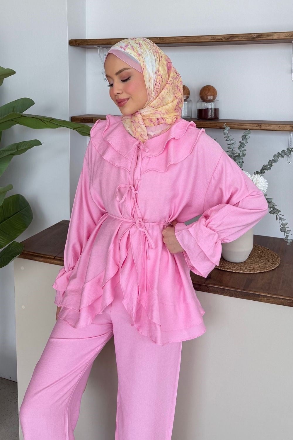Nare Fırfır Detaylı Takım Pembe 8069 