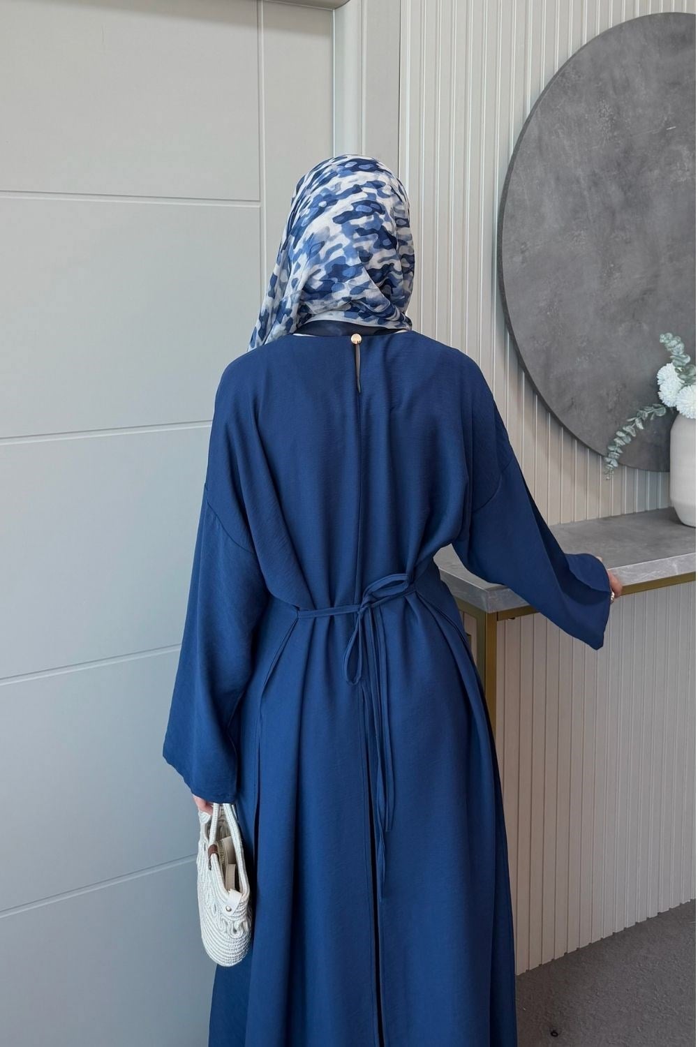 Ön Yırtmaçlı Keten Takım Lacivert 8078 