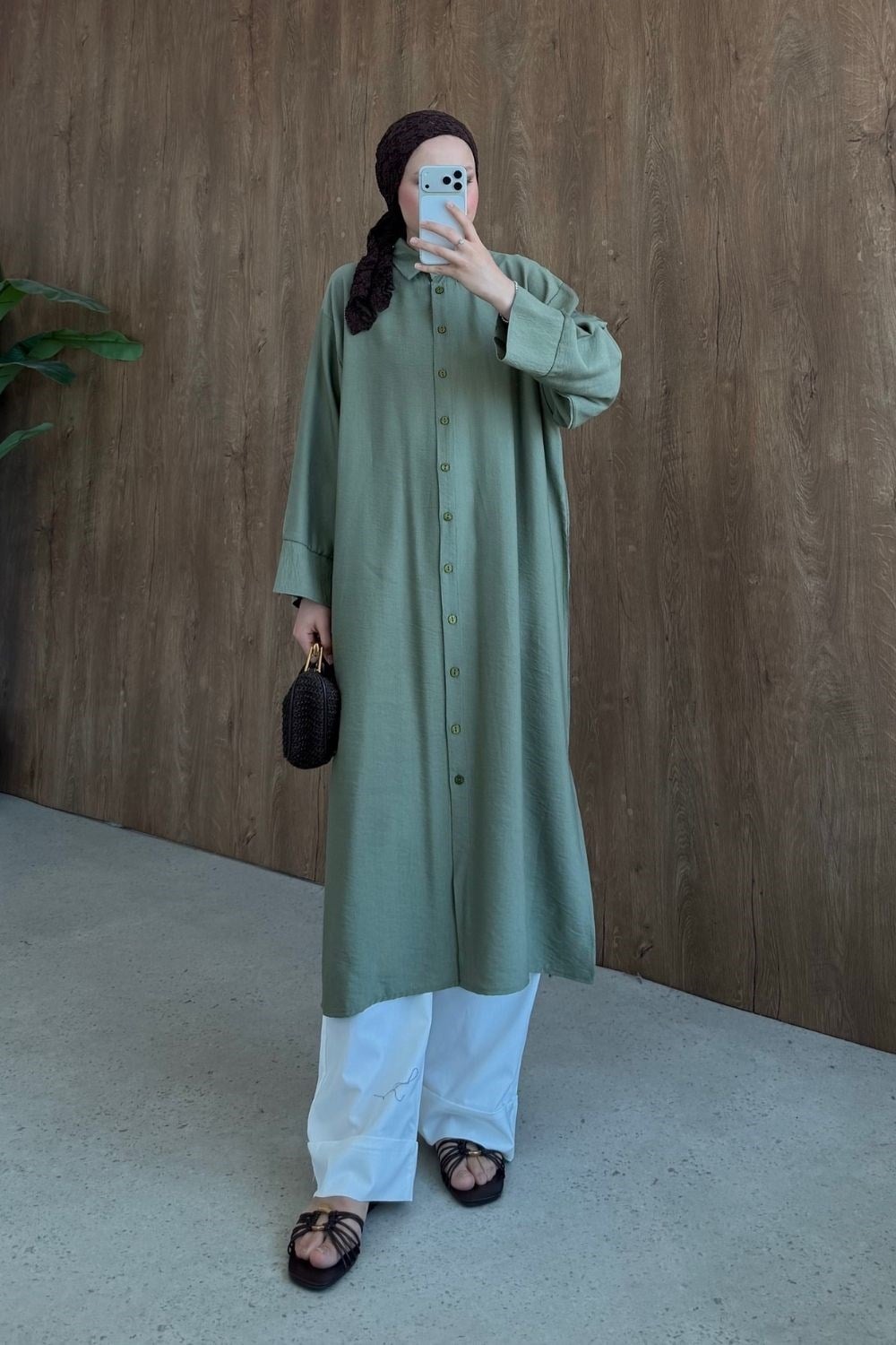Nisa Keten Tunik Haki 8082 