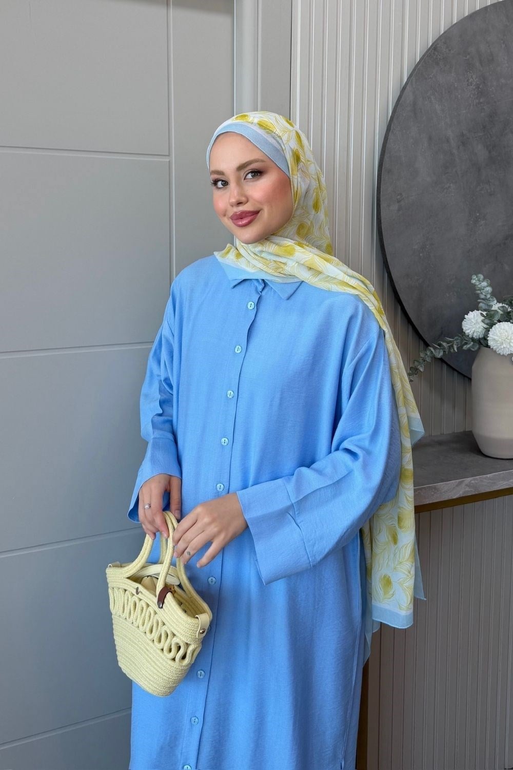 Nisa Keten Tunik Mavi 8082 