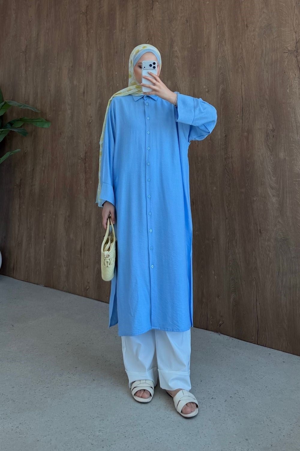 Nisa Keten Tunik Mavi 8082 