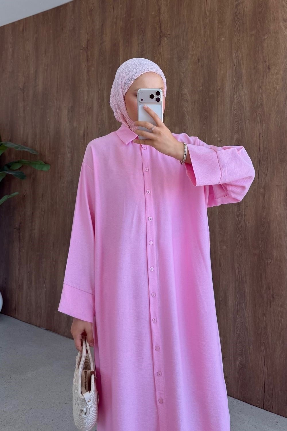Nisa Keten Tunik Pembe 8082 