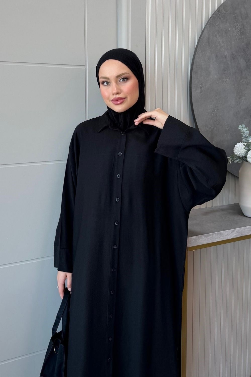 Nisa Keten Tunik Siyah 8082 