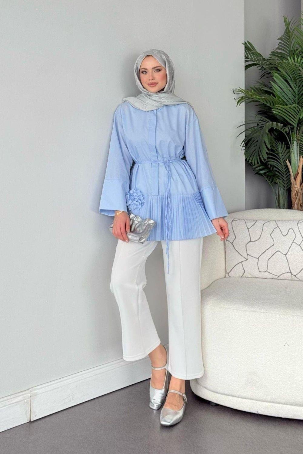 Şeker Piliseli Gömlek Bebe Mavisi 81046 