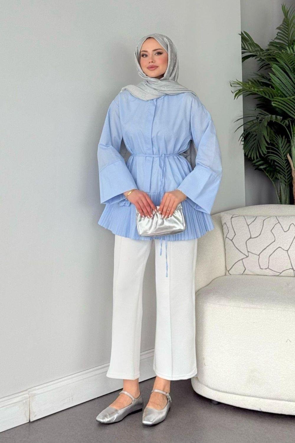 Şeker Piliseli Gömlek Bebe Mavisi 81046 