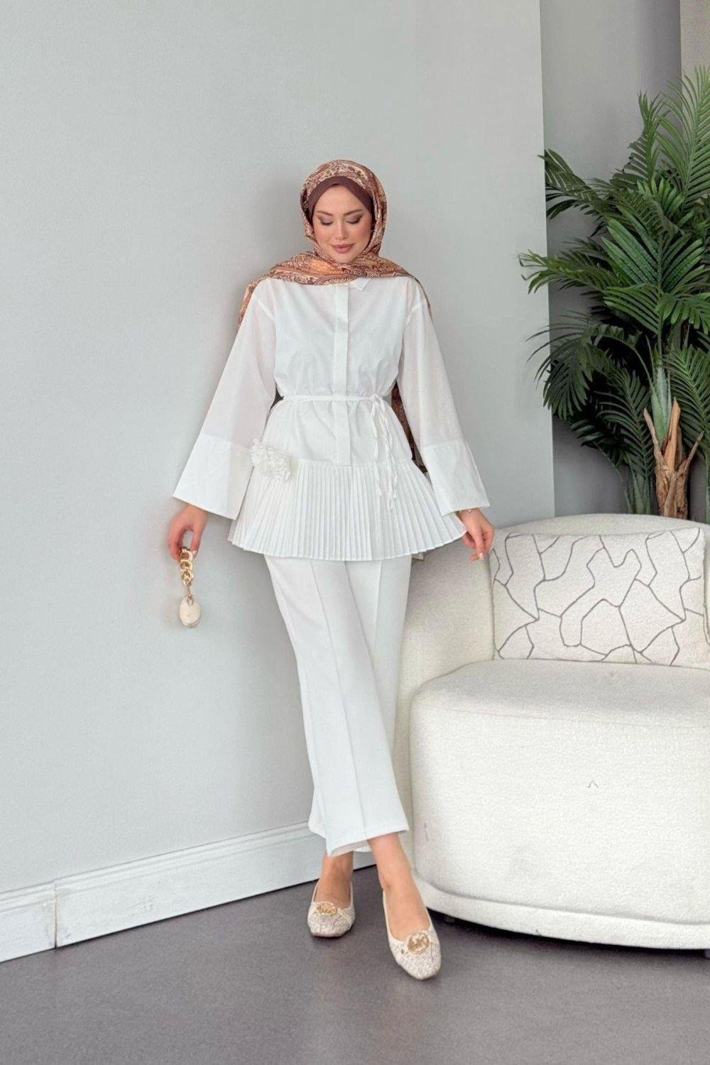 Şeker Piliseli Gömlek Beyaz 81046 