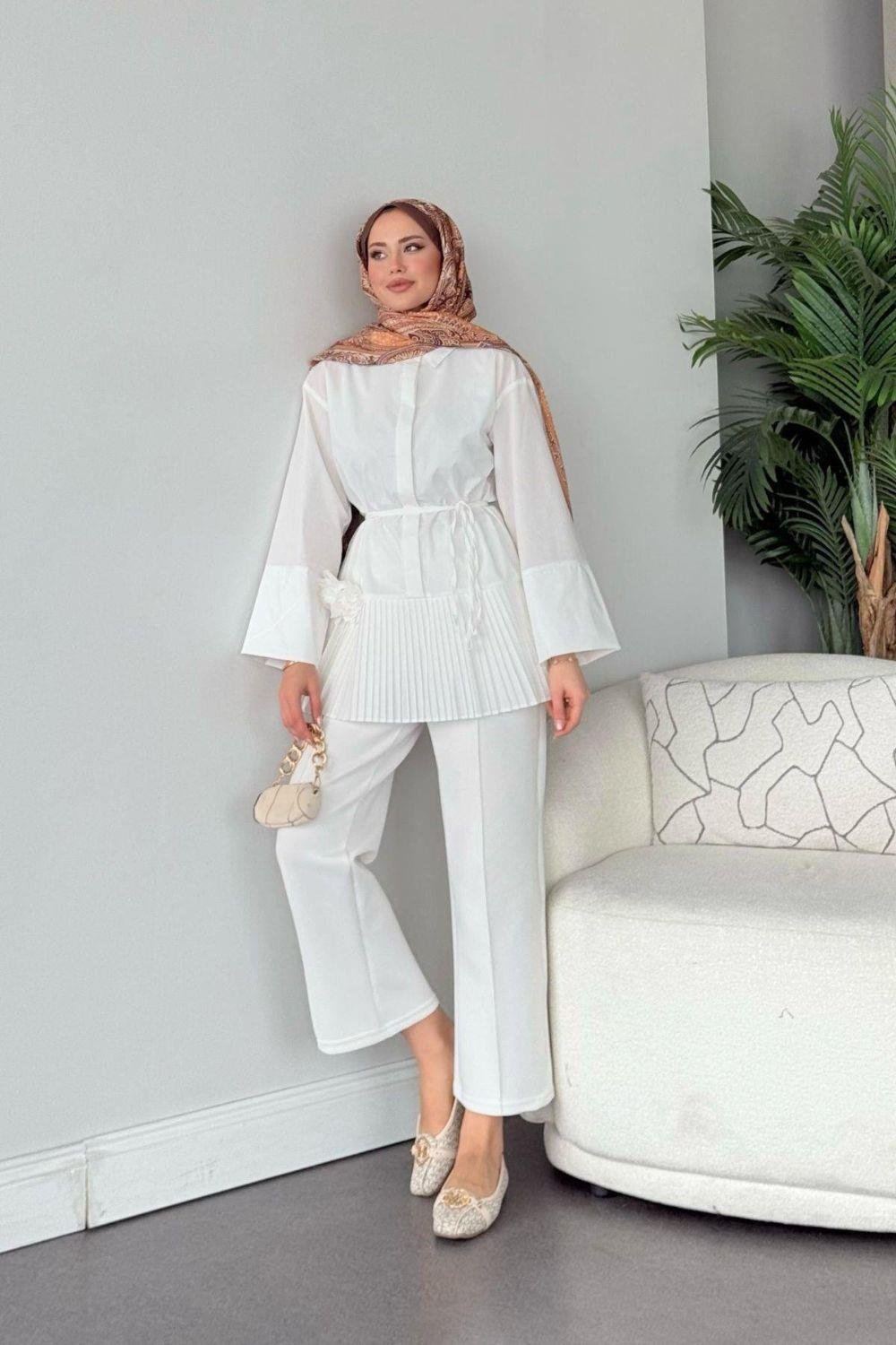 Şeker Piliseli Gömlek Beyaz 81046 