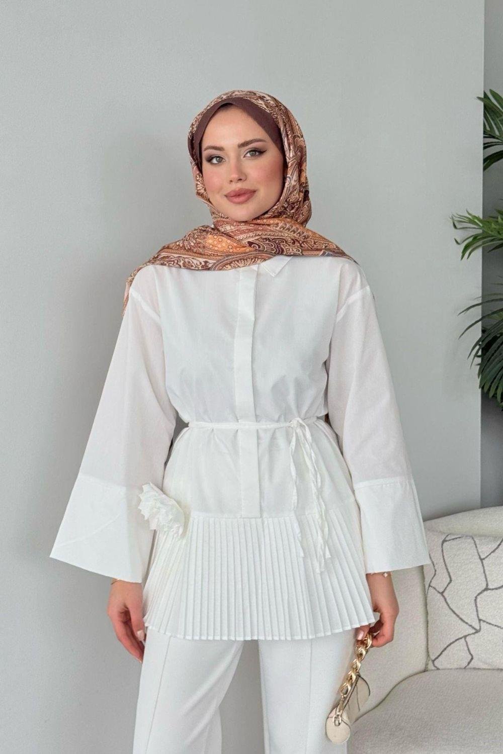 Şeker Piliseli Gömlek Beyaz 81046 