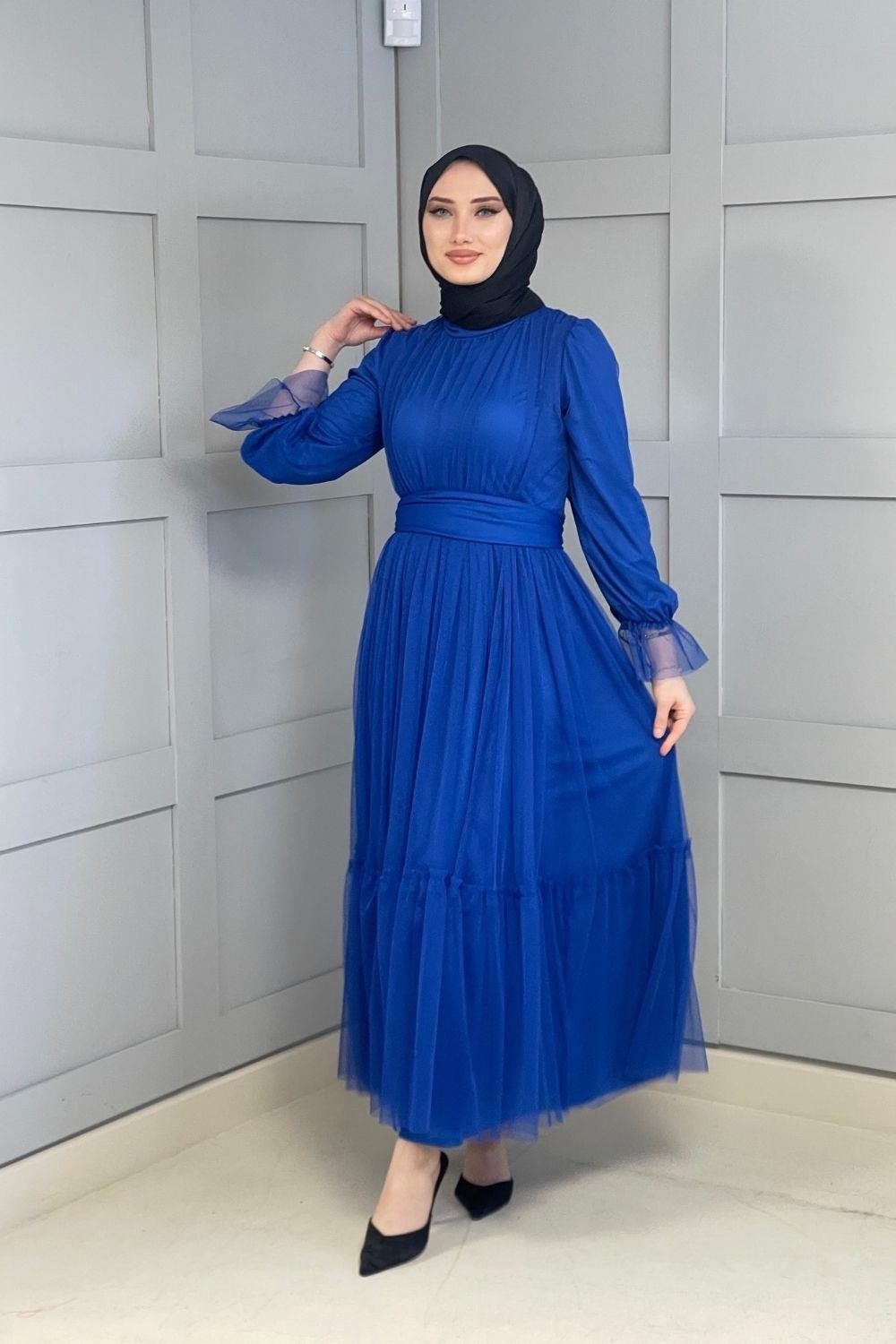 Tül Kol Ucu Lastikli Abiye Saks 8304 