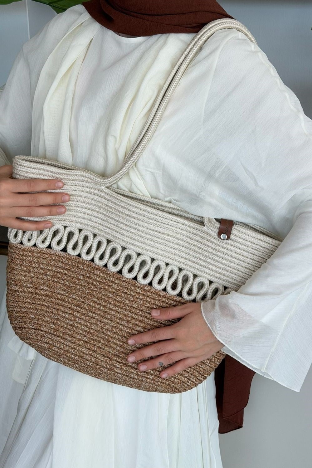 Miami Handmade Hasır Omuz Çantası Bej 8321 