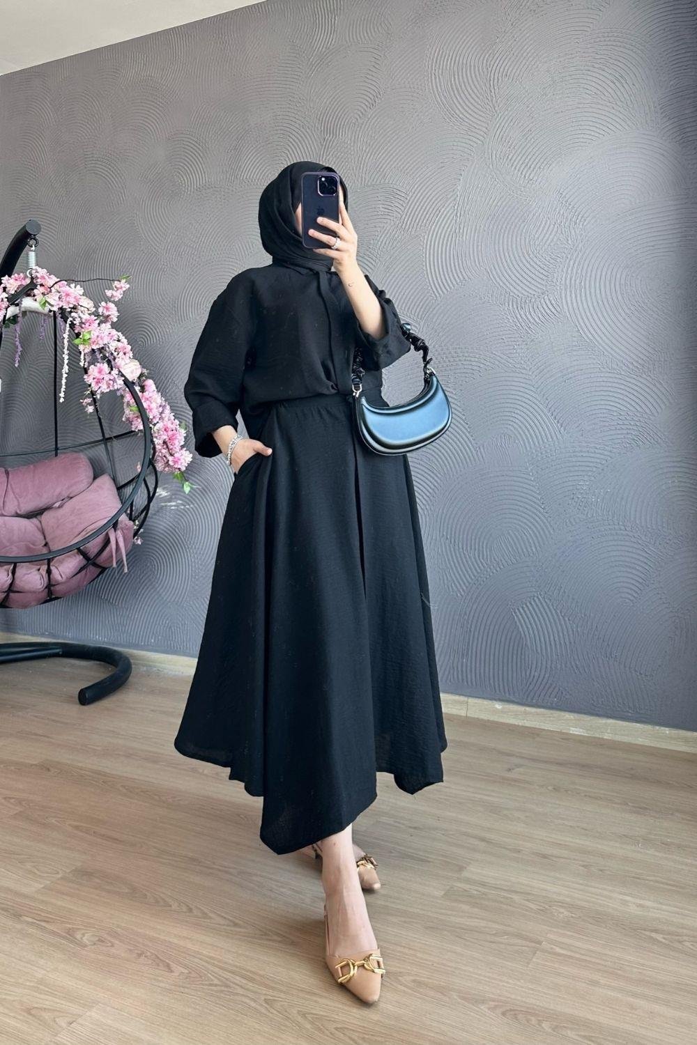 Liya Etekli Takım Siyah 8337 