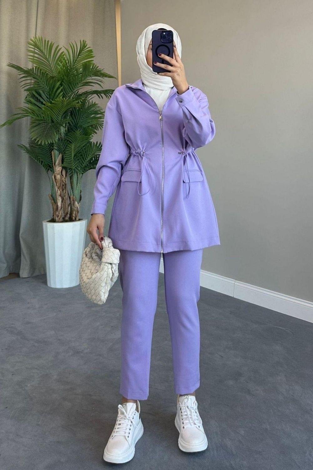 Fermuarlı Cepli Spor Takım Lila 8352 