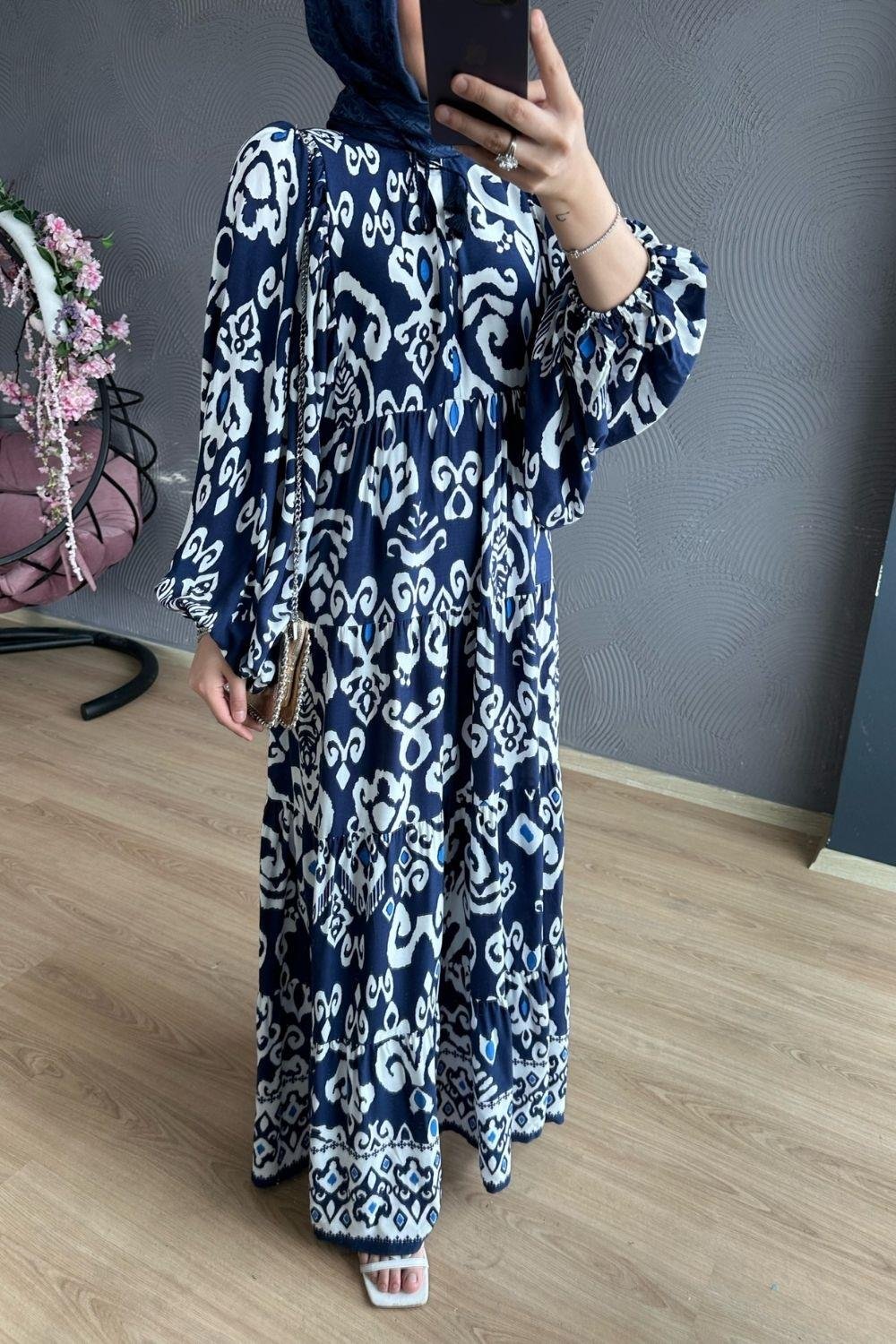 Papatya Elbise Lacivert 8360 