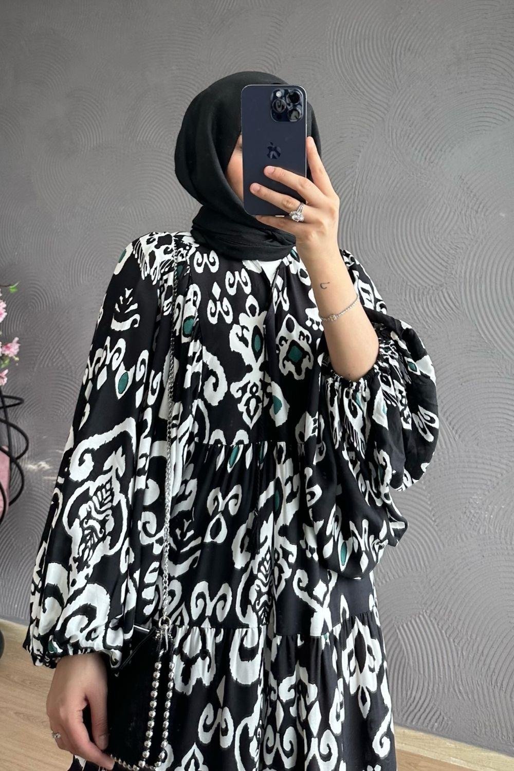Papatya Elbise Siyah 8360 