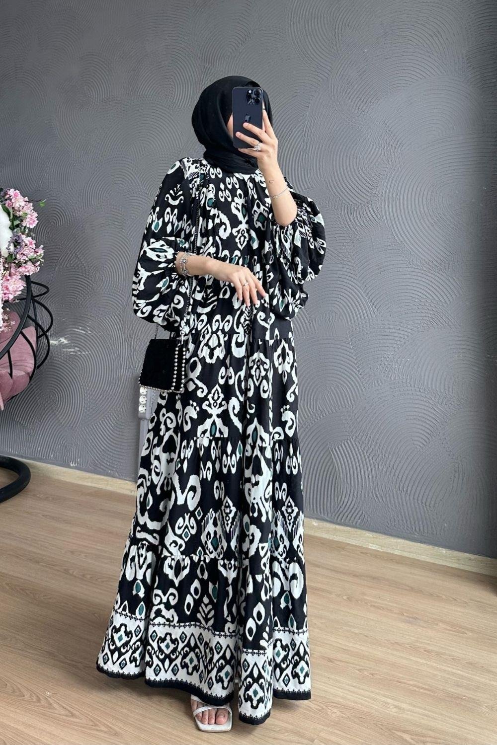 Papatya Elbise Siyah 8360 