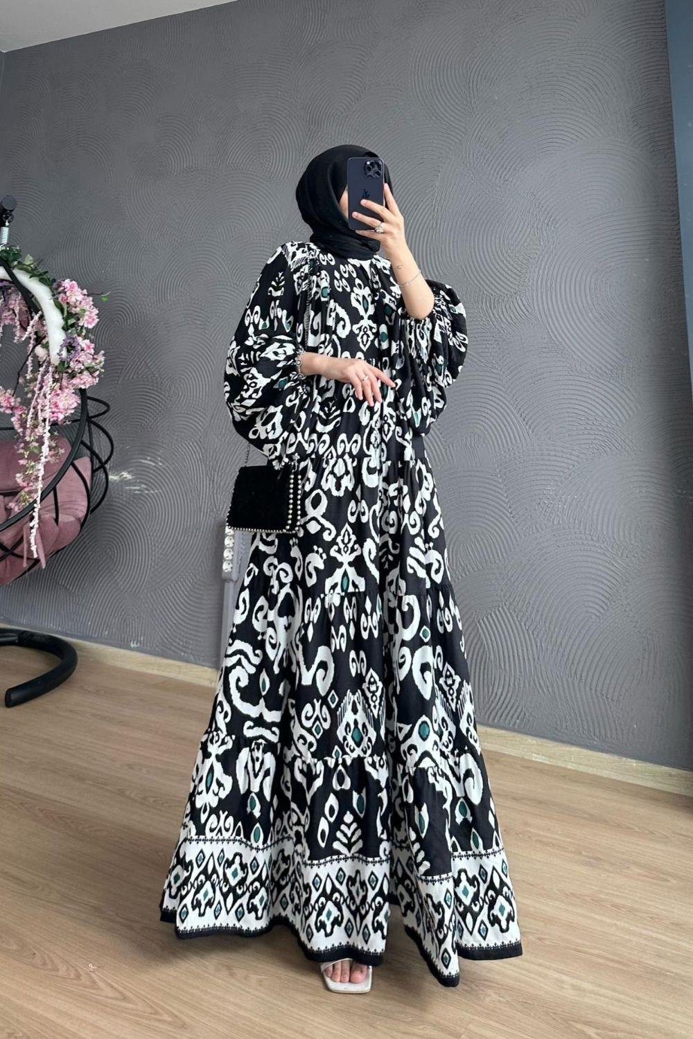 Papatya Elbise Siyah 8360 