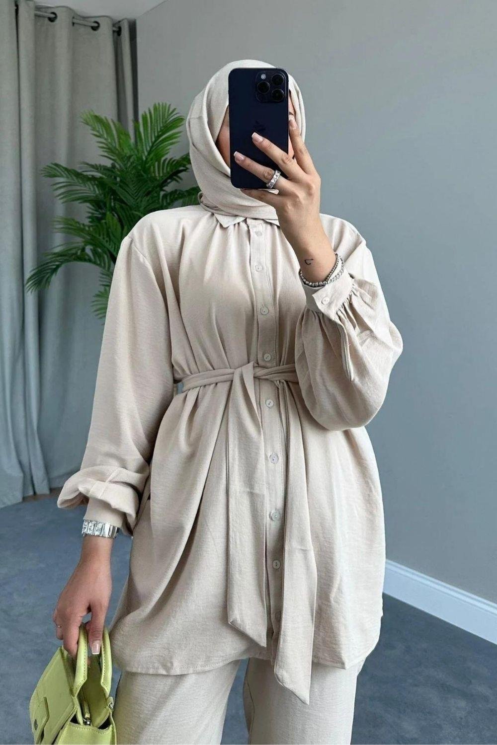 Perla Airobin Kemerli Takım Bej 8373 
