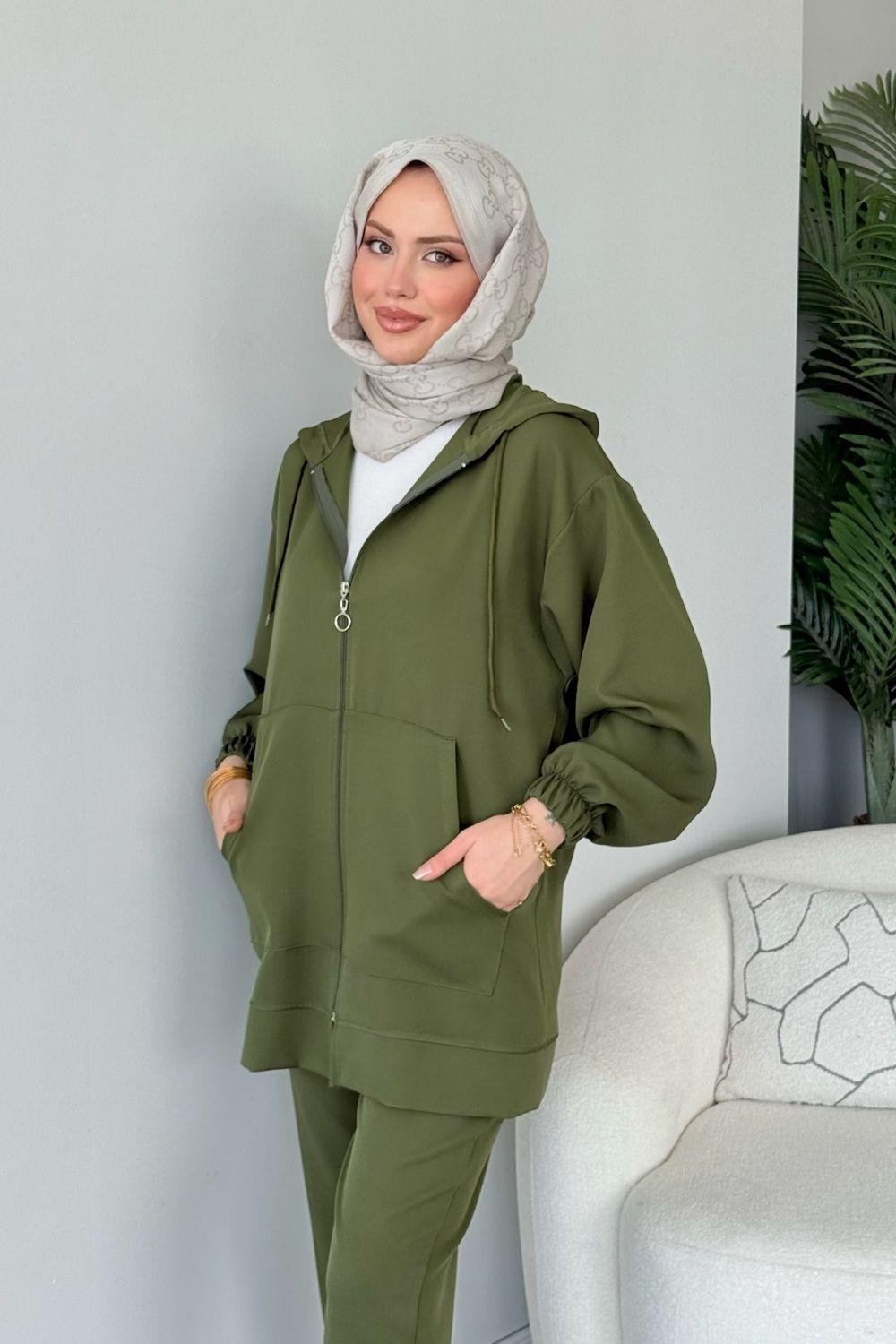 Fermuarlı Spor Takım Haki 83810 