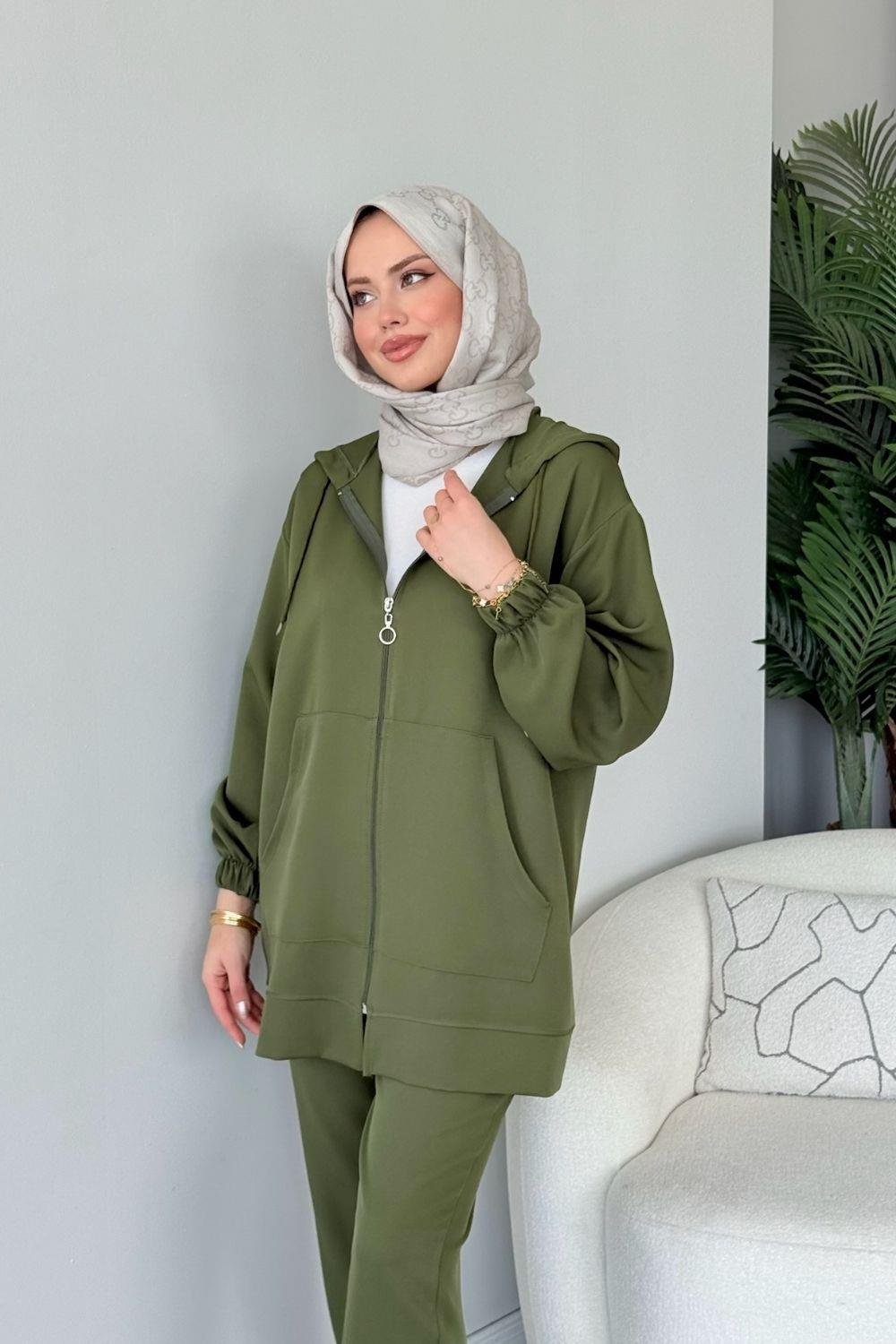 Fermuarlı Spor Takım Haki 83810 